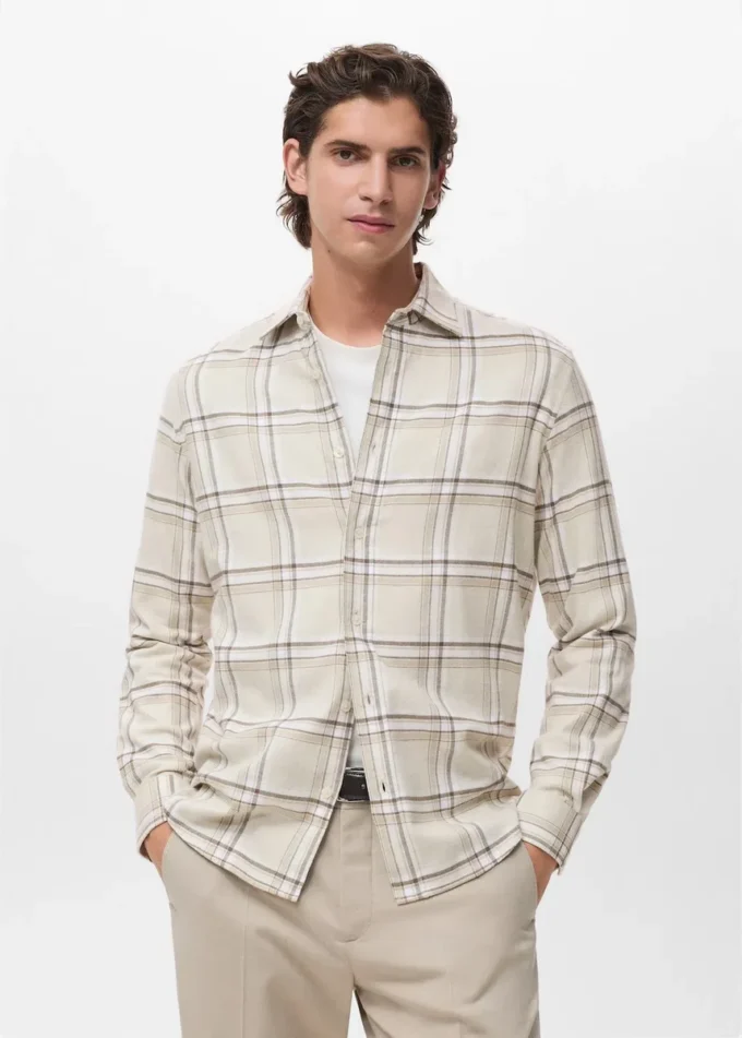 100% bavlněná flanelová košile s kostkovaným vzorem 100% bavlněná flanelová košile s kostkovaným vzorem