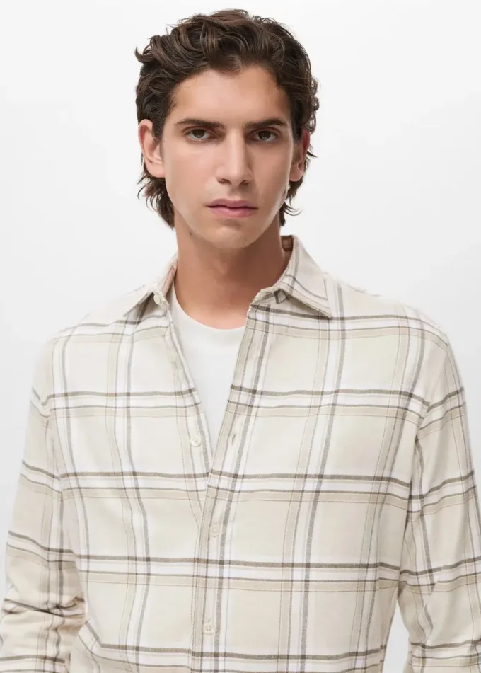 100% bavlněná flanelová košile s kostkovaným vzorem 100% bavlněná flanelová košile s kostkovaným vzorem