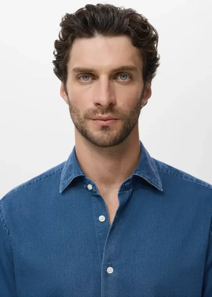 100% bavlněná košile z chambray 100% bavlněná košile z chambray