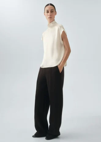 100% hedvábná saténová blůza s rolákem