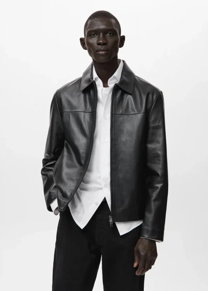 100% kožená bunda s kapsami 100% kožená bunda s kapsami