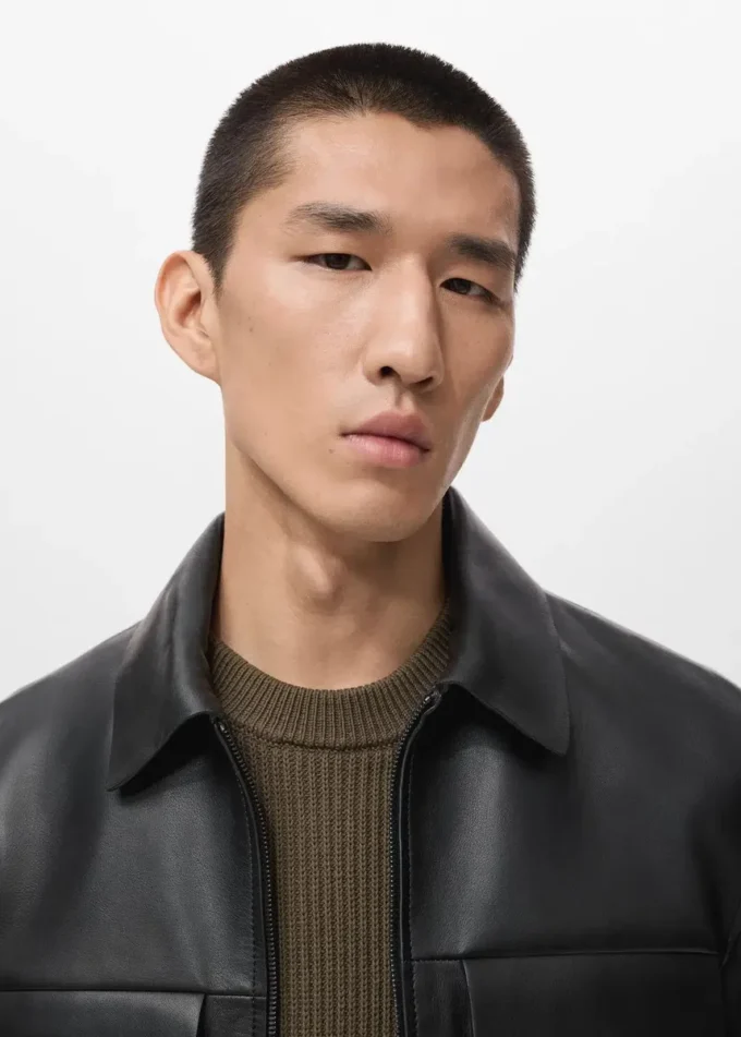 100% kožená bunda s kapsami 100% kožená bunda s kapsami