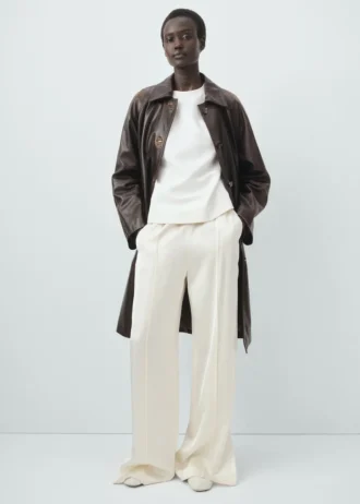 100% kožený kabát v plné délce