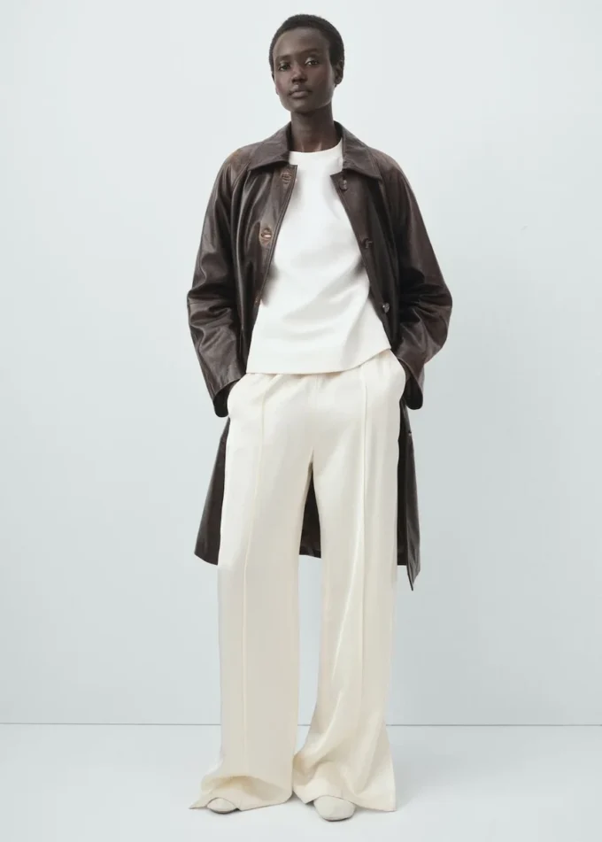 100% kožený kabát v plné délce