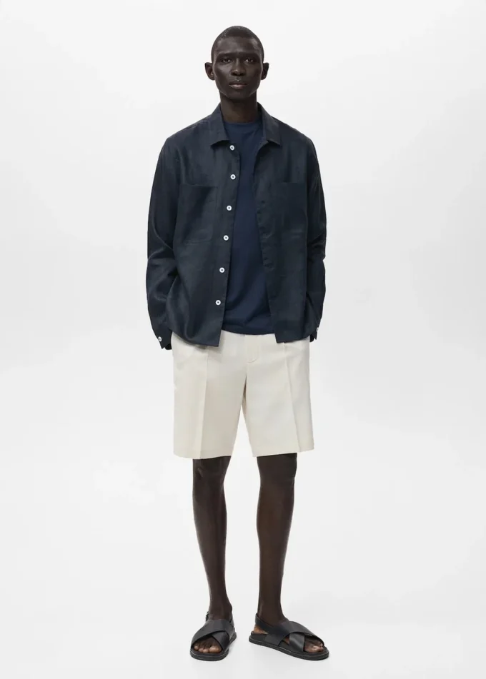 100% lněné bermudy