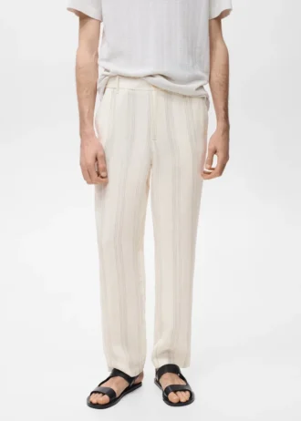 100% lněné kalhoty s elastickým pasem