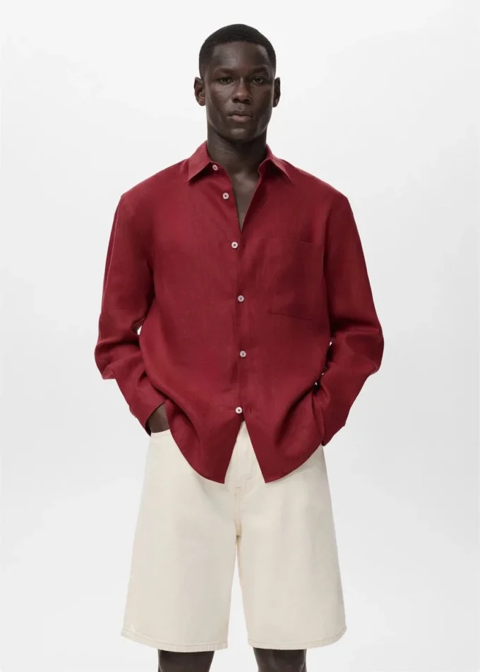 100% lněná košile s kapsou 100% lněná košile s kapsou