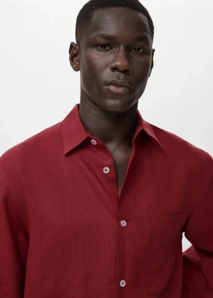 100% lněná košile s kapsou 100% lněná košile s kapsou