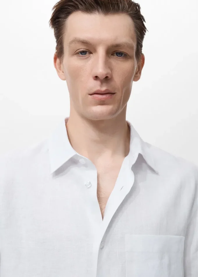 100% lněná košile s kapsou 100% lněná košile s kapsou