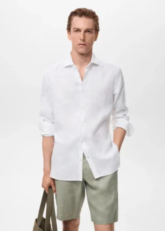 100% lněná košile slim fit