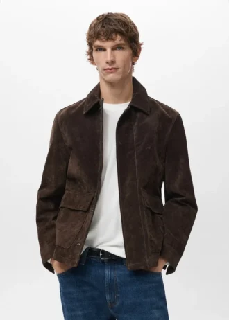 100% semišová kožená bunda