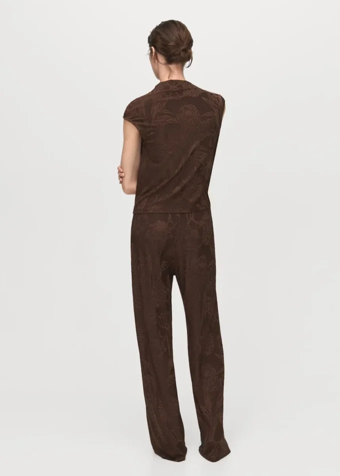 Žakárové kalhoty s květinovým potiskem Žakárové kalhoty s květinovým potiskem