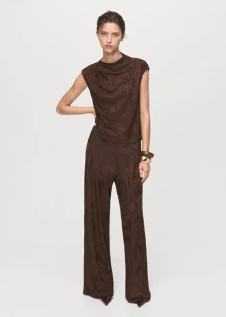 Žakárový top s květinovým potiskem