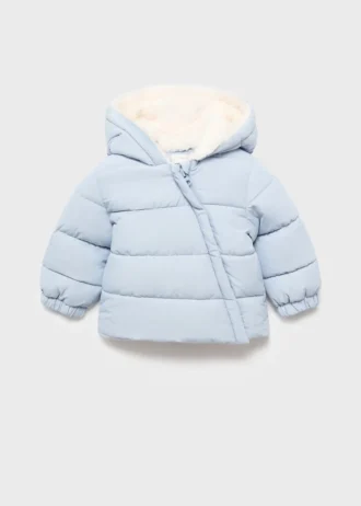 Anorak s kapucí s efektem ovčí kůže