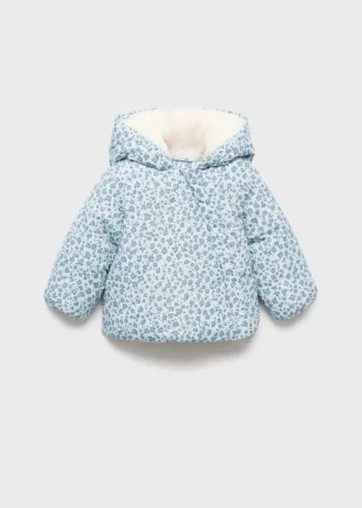 Anorak s květinovým potiskem a kožešinovým efektem