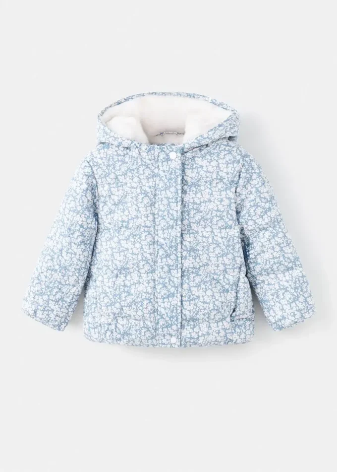 Anorak s květinovým potiskem a kožešinovým efektem Anorak s květinovým potiskem a kožešinovým efektem