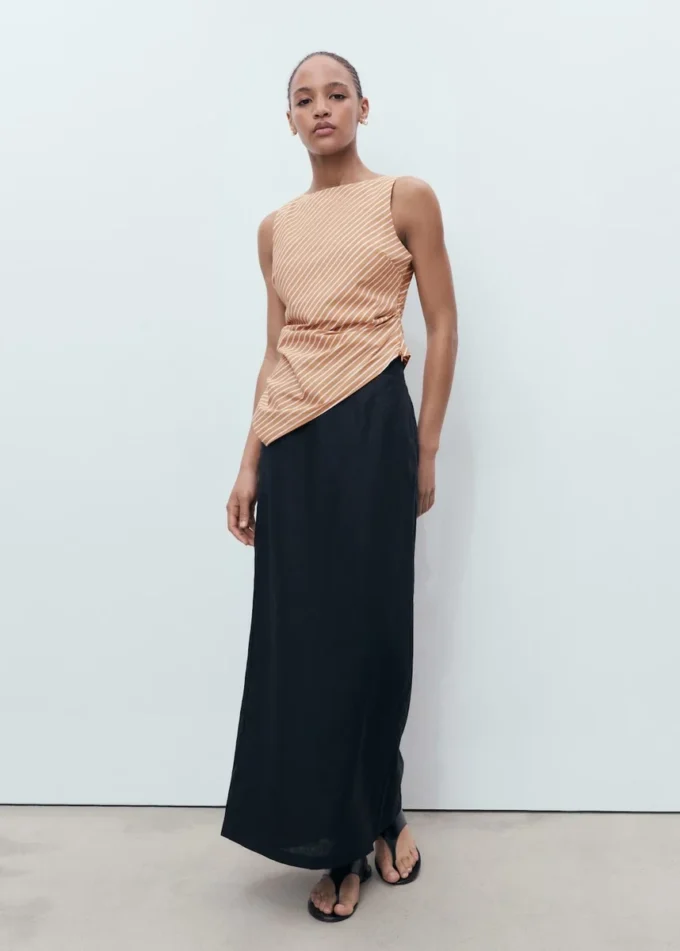 Asymetrický pruhovaný bavlněný top Asymetrický pruhovaný bavlněný top