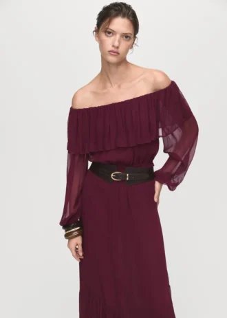 Šaty bez ramínek s volánky