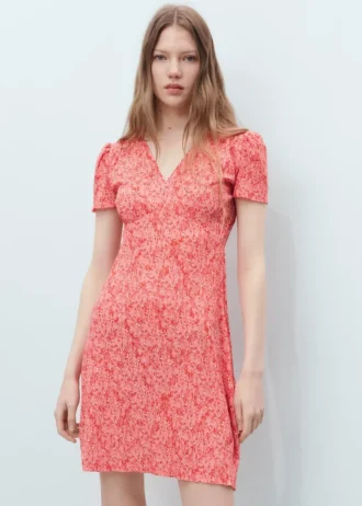 Šaty s potiskem a výstřihem do V