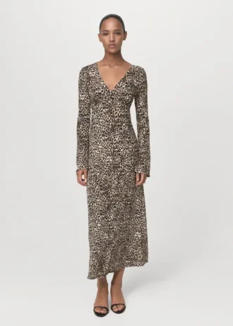 Šaty s potiskem a výstřihem do V