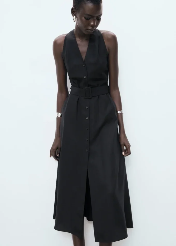 Šaty z lyocellu s páskem Šaty z lyocellu s páskem