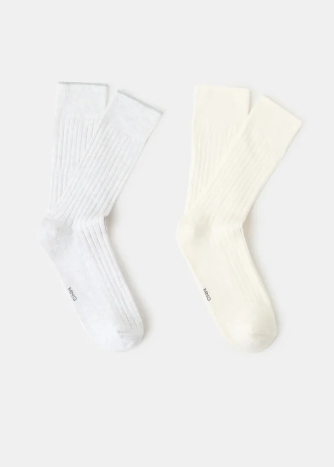 Balení 2 párů žebrovaných bavlněných ponožek Balení 2 párů žebrovaných bavlněných ponožek
