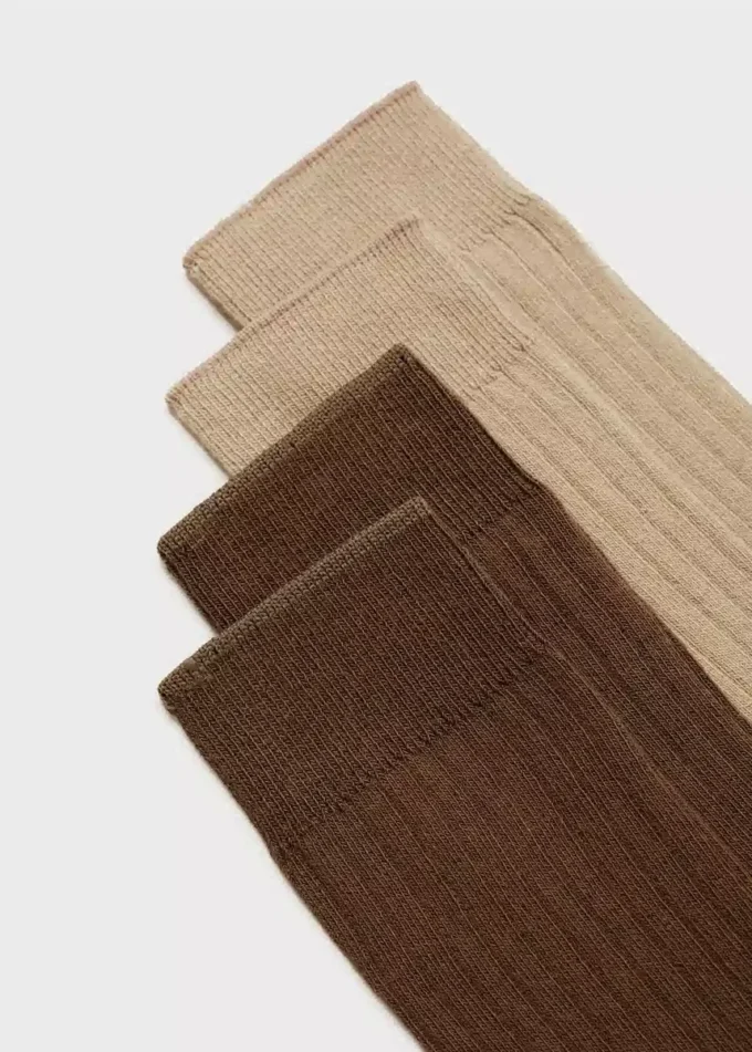 Balení 2 párů žebrovaných bavlněných ponožek Balení 2 párů žebrovaných bavlněných ponožek