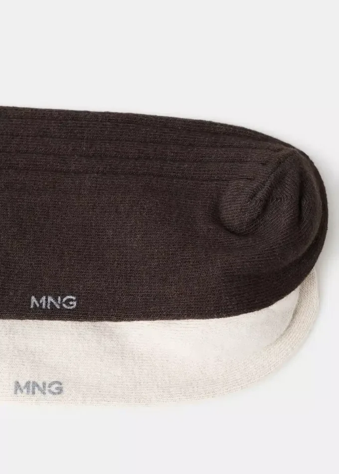 Balení 2 párů žebrovaných bavlněných ponožek Balení 2 párů žebrovaných bavlněných ponožek