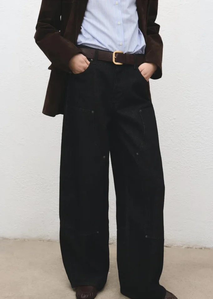 Barrel džíny s nášivkami Barrel džíny s nášivkami