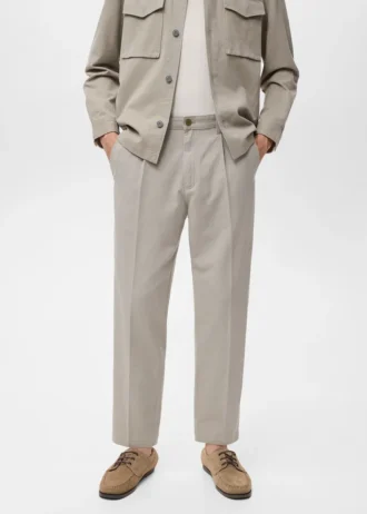 Bavlněné a lyocellové kalhoty s rovnými nohavicemi a puky