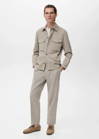 Bavlněné a lyocellové kalhoty s rovnými nohavicemi a puky