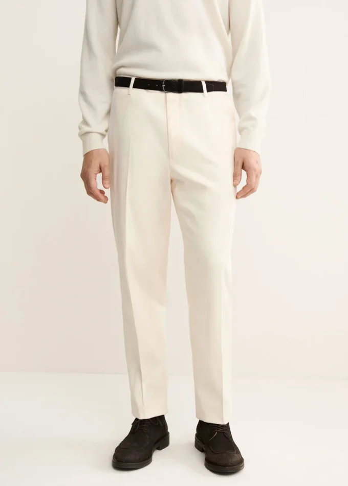 Bavlněné kalhoty s pravidelným střihem a záhyby Bavlněné kalhoty s pravidelným střihem a záhyby