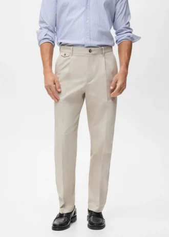 Bavlněné kalhoty s pravidelným střihem a záhyby