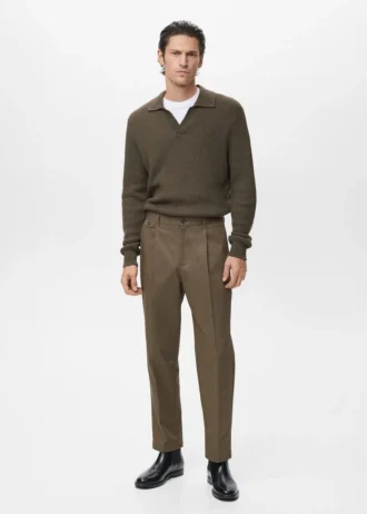 Bavlněné kalhoty s pravidelným střihem a záhyby