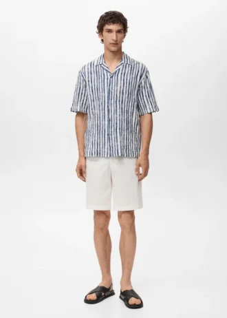 Bavlněná košile s krátkými rukávy a pruhy