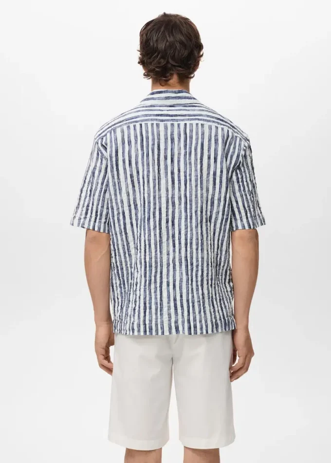 Bavlněná košile s krátkými rukávy a pruhy Bavlněná košile s krátkými rukávy a pruhy