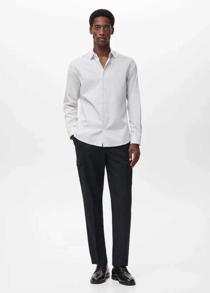 Bavlněná košile s pruhy, regular fit, bez žehlení