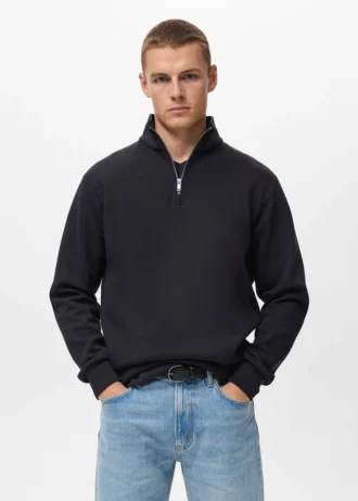 Bavlněná mikina s zipem a pravidelným střihem