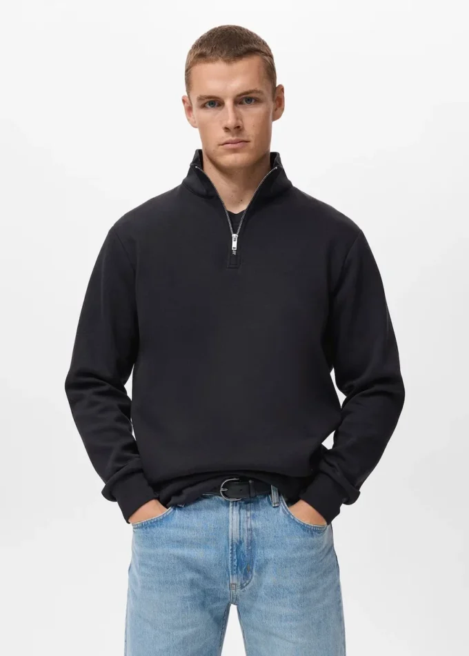 Bavlněná mikina s zipem a pravidelným střihem Bavlněná mikina s zipem a pravidelným střihem