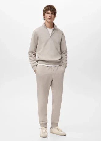 Bavlněná mikina s zipem a pravidelným střihem