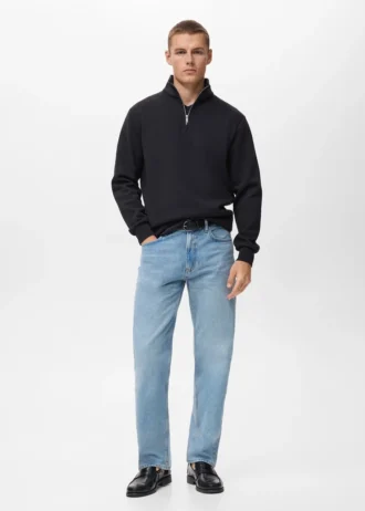 Bavlněná mikina s zipem a pravidelným střihem