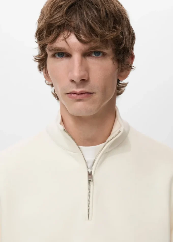 Bavlněná mikina s zipem a pravidelným střihem Bavlněná mikina s zipem a pravidelným střihem