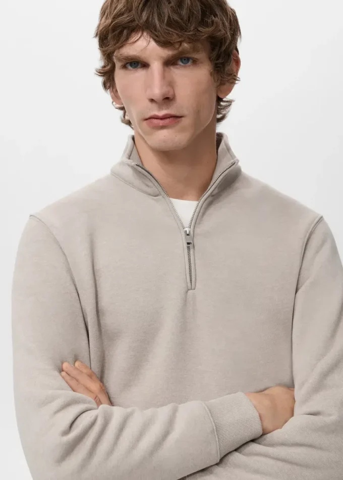 Bavlněná mikina s zipem a pravidelným střihem Bavlněná mikina s zipem a pravidelným střihem