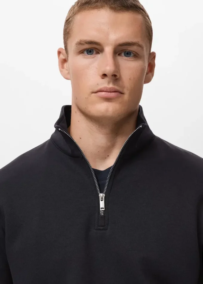 Bavlněná mikina s zipem a pravidelným střihem Bavlněná mikina s zipem a pravidelným střihem