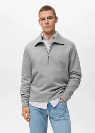 Bavlněná mikina se zipem u krku Bavlněná mikina se zipem u krku