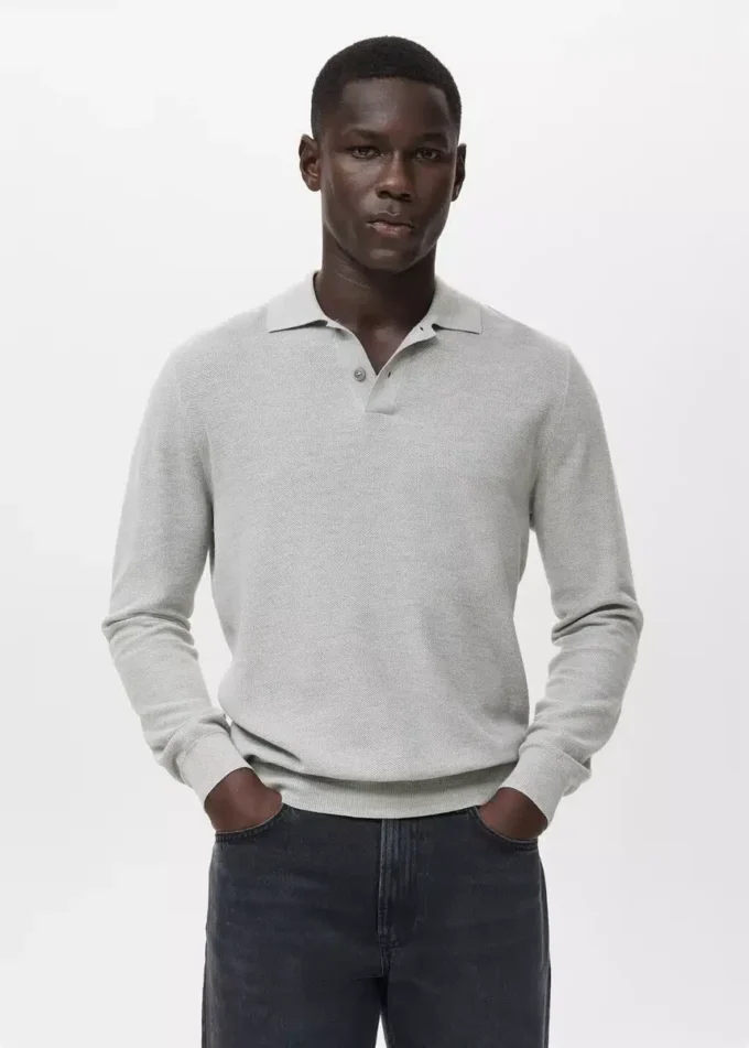 Bavlněné polo tričko s mikrostrukturou Bavlněné polo tričko s mikrostrukturou