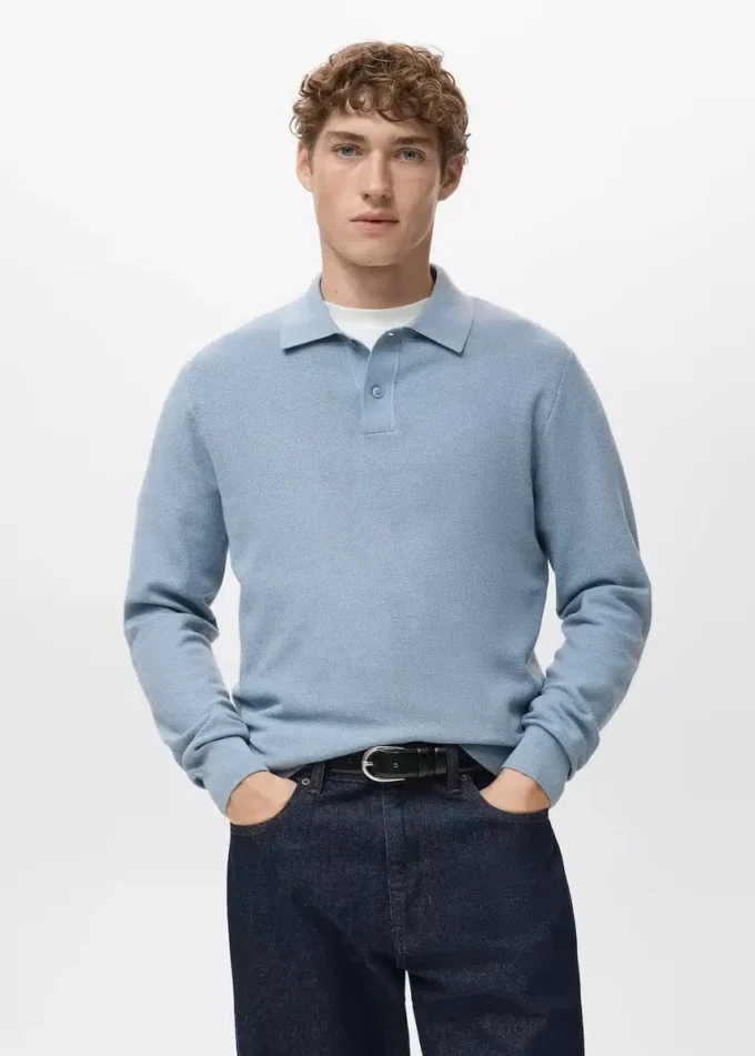 Bavlněné polo tričko s mikrostrukturou Bavlněné polo tričko s mikrostrukturou