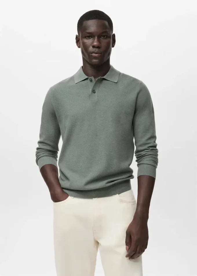 Bavlněné polo tričko s mikrostrukturou Bavlněné polo tričko s mikrostrukturou