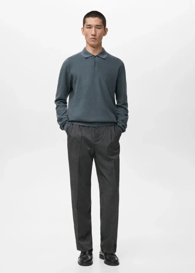 Bavlněné polo tričko s mikrostrukturou Bavlněné polo tričko s mikrostrukturou