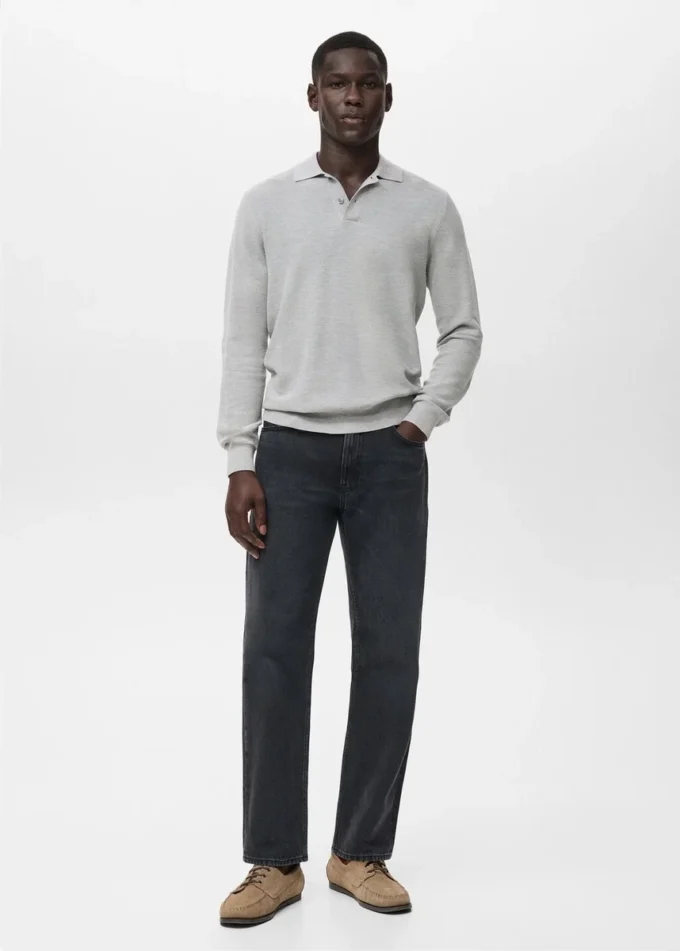 Bavlněné polo tričko s mikrostrukturou Bavlněné polo tričko s mikrostrukturou